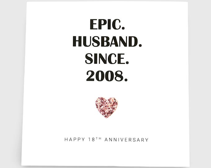 18th Wedding Anniversary Card, Epic Wife Husband Couple Him Her