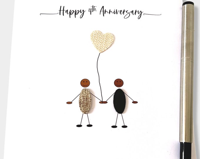 4th Anniversary Card Linen Wedding Anniversary Ethnic