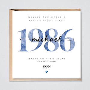 40th Birthday Card Personalised, Son Husband Brother Grandson Him 1986