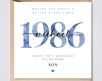 40th Birthday Card Personalised 1986 Son Grandson Brother Husband Him