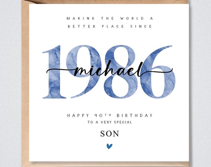 40th Birthday Card Personalised 1986 Son Grandson Brother Husband Him