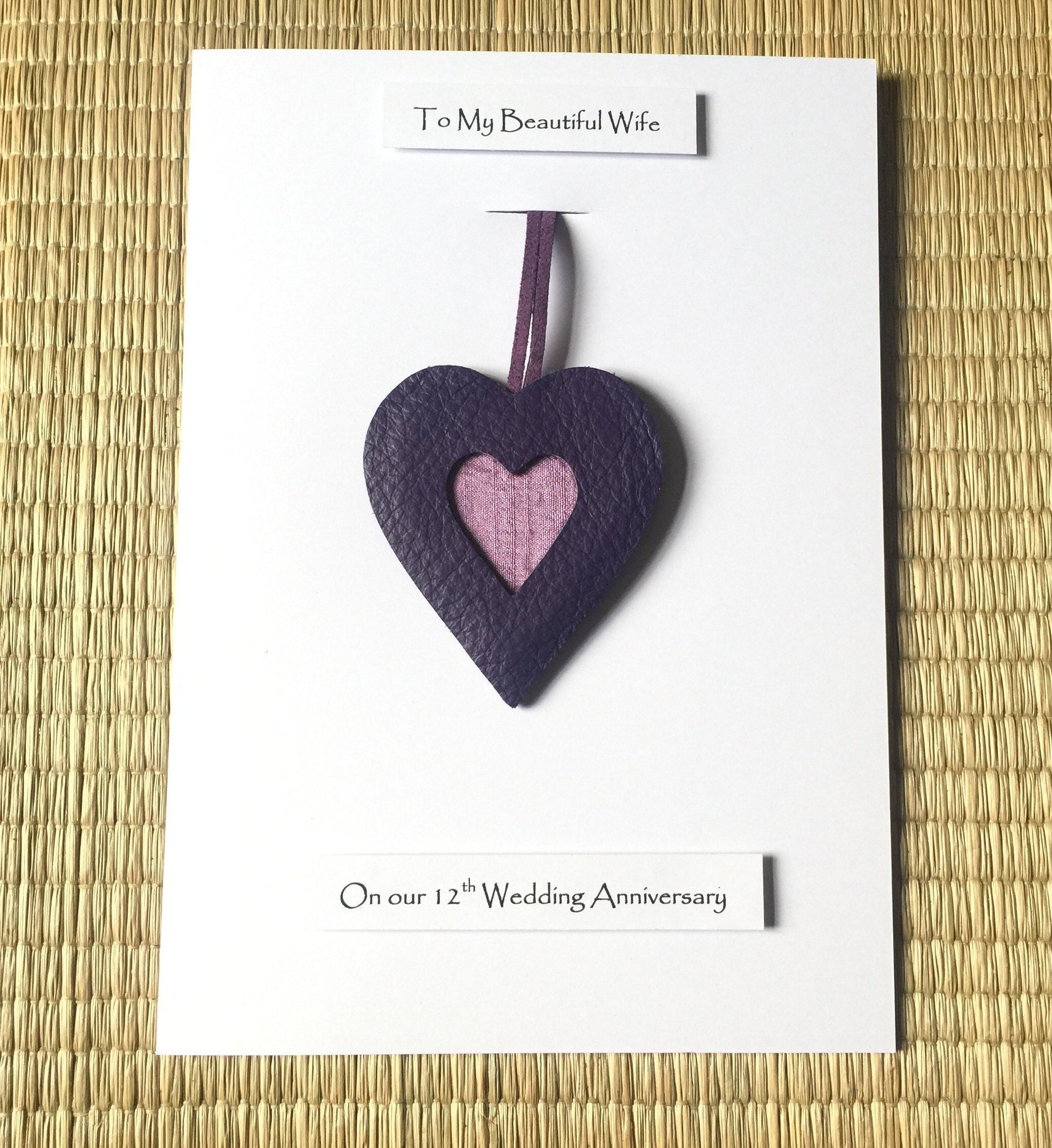  12th  Wedding  Anniversary  Card Silk  Anniversary  Leather 