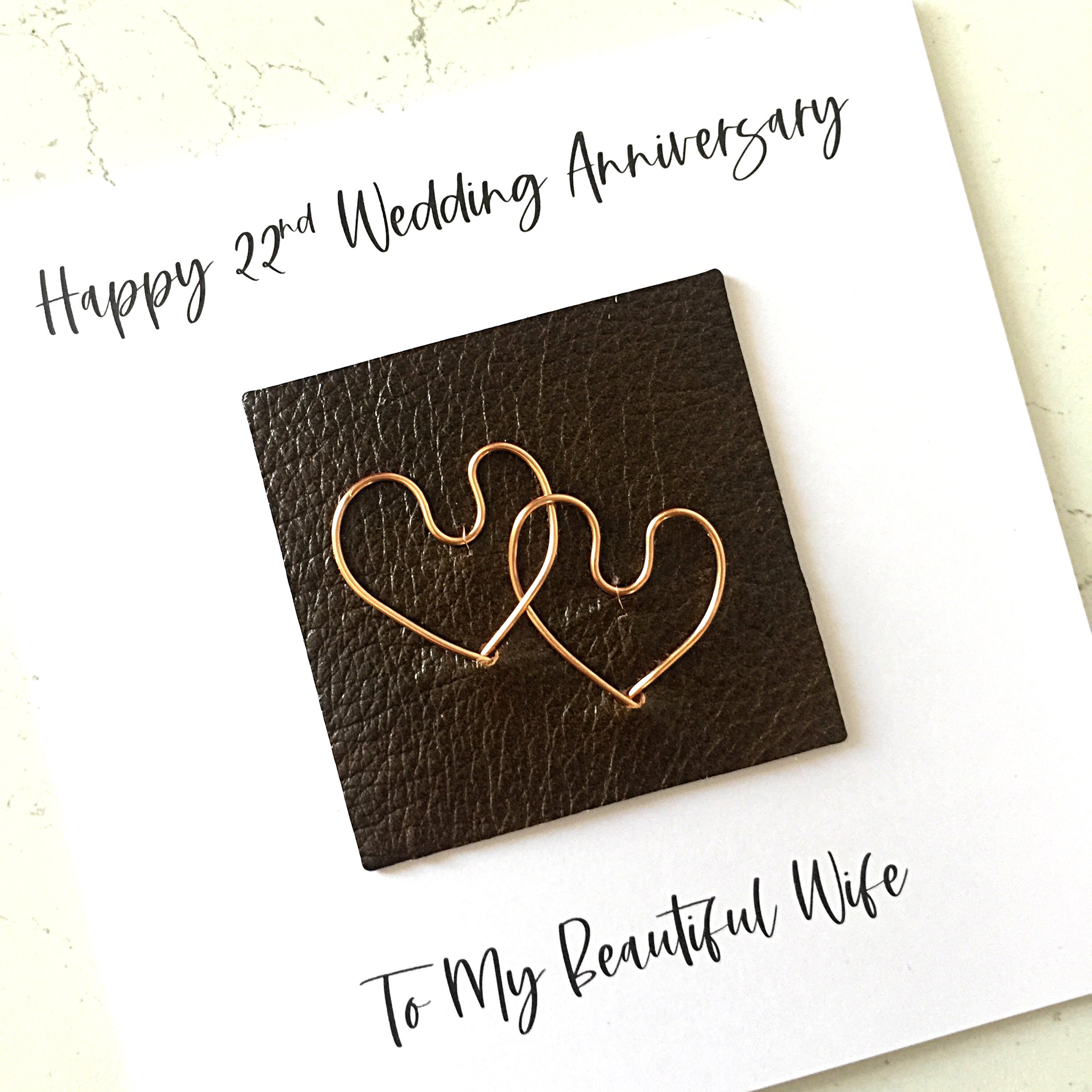 22nd Wedding Anniversary Card Copper Anniversary Entwined