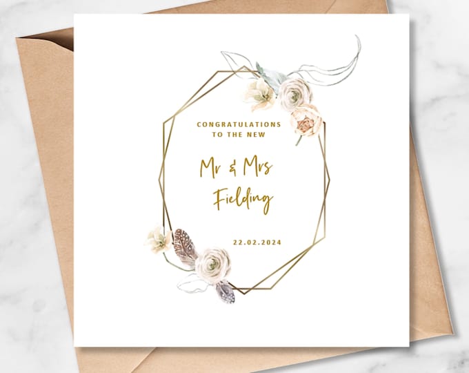 Wedding Day Card, Personalised New Mr and Mrs