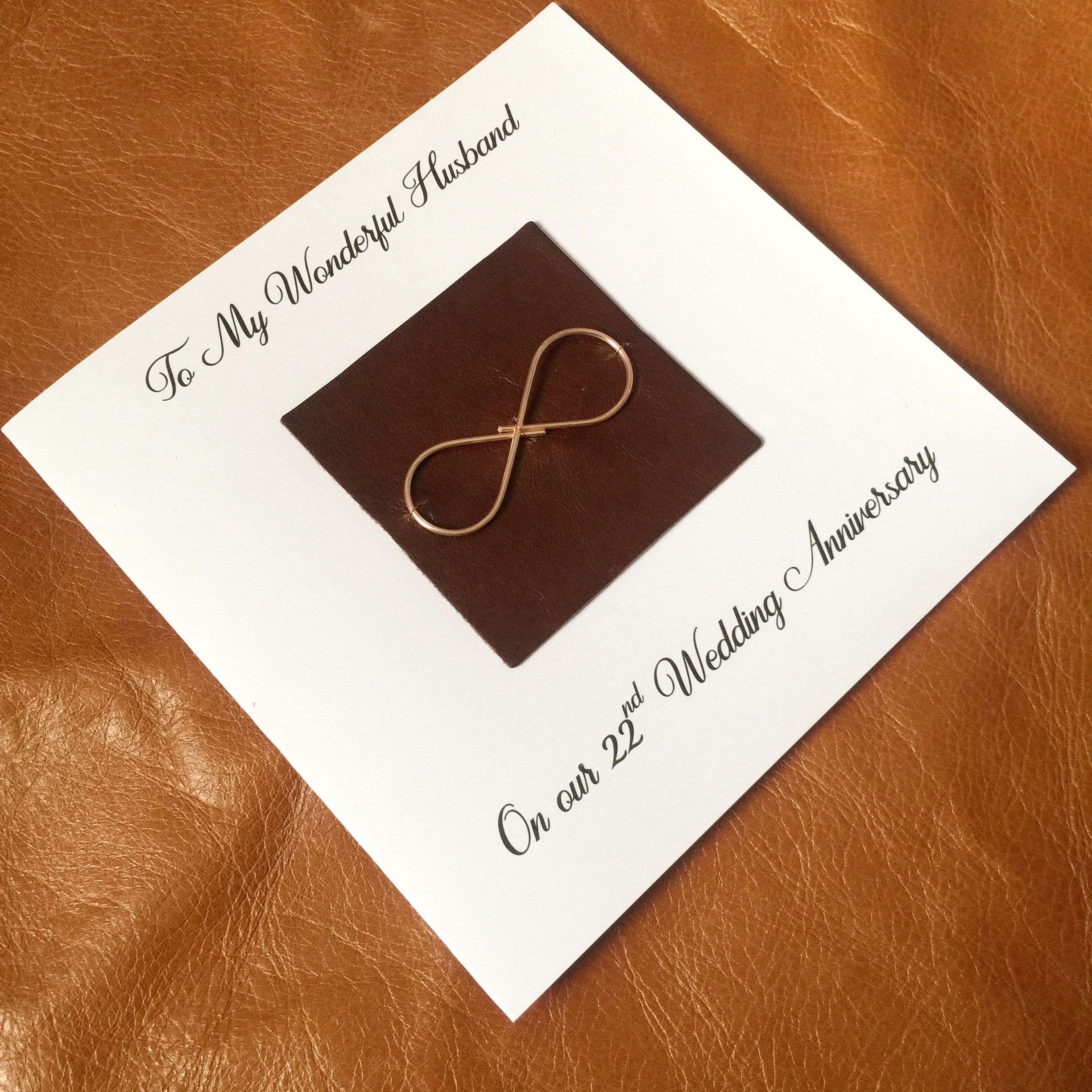 22nd Wedding Anniversary Card Copper Anniversary Infinity Husband Wife Him Her Handmade UK