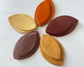 Leather Leaves Earring Blanks, Earth Tone Die Cuts 10 Pieces
