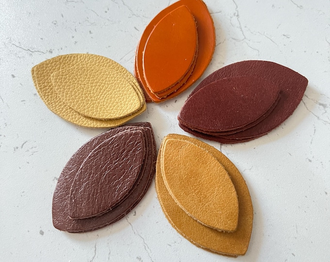 Leather Leaves Earring Blanks, Earth Tone Die Cuts 10 Pieces