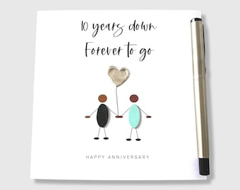 10th Wedding Anniversary Card, Tin, Ethnic Him Her Couple