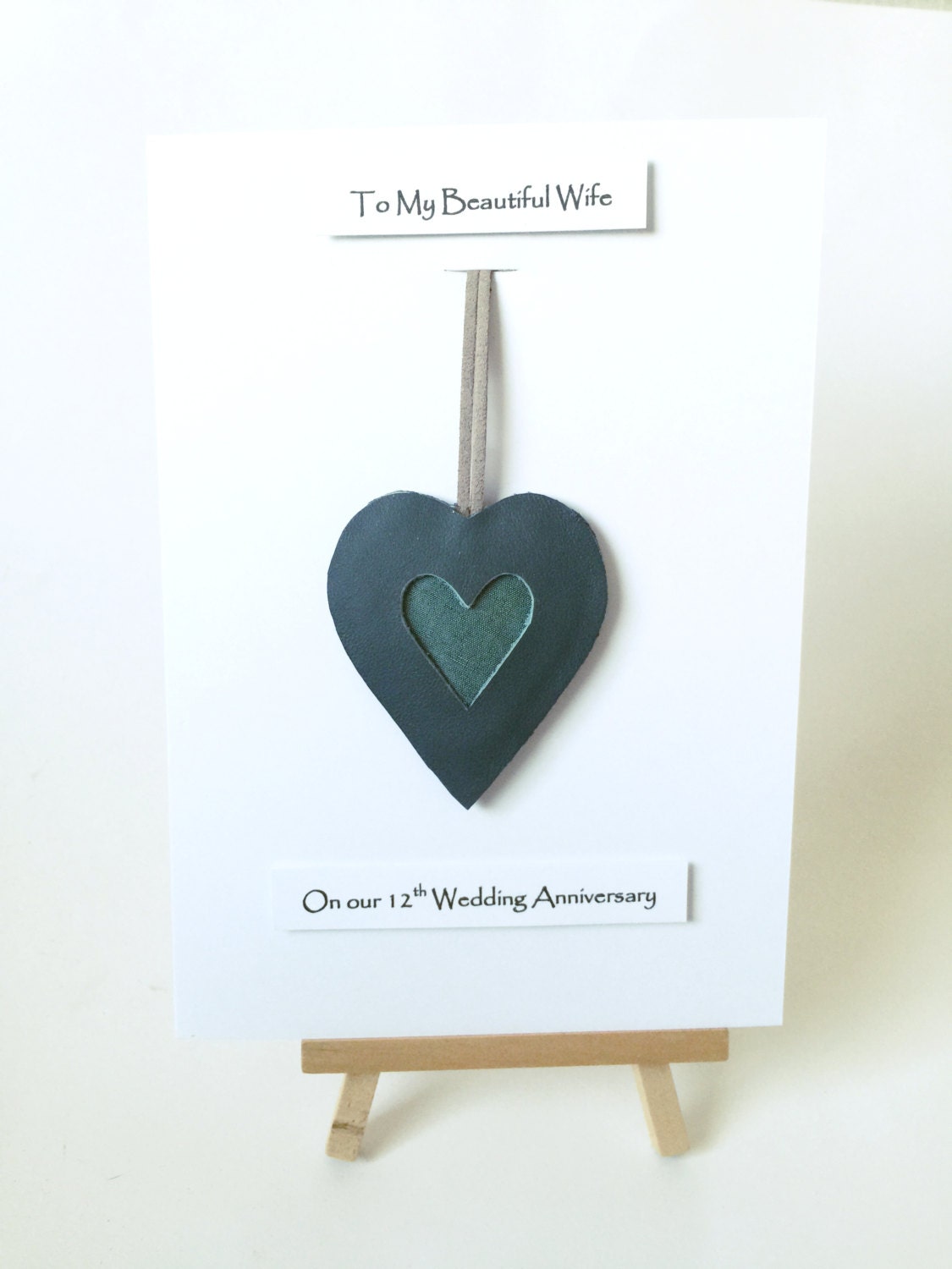 12th Wedding Anniversary Silk Gift Cards Leather Heart Silk Etsy