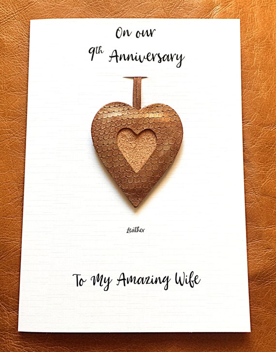 10th Wedding Anniversary Card Leather Heart Ornament Gift Husband Wife Him Her Leather Anniversary 10th Wedding Anniversary Card Leather Heart Ornament Gift Husband Wife Him Her Leather Anniversary