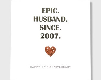 17th Wedding Anniversary Card Epic Wife Husband Couple Him Her