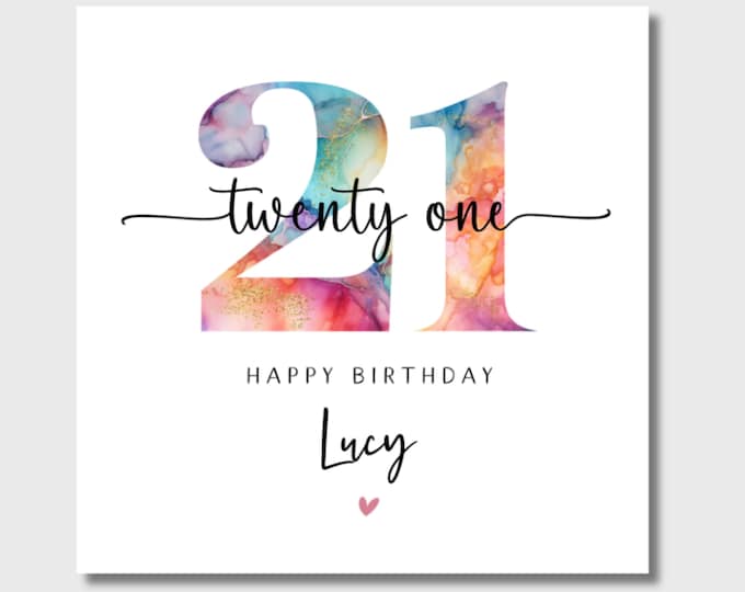 21st Birthday Card Personalised Daughter Granddaughter Sister Niece Friend