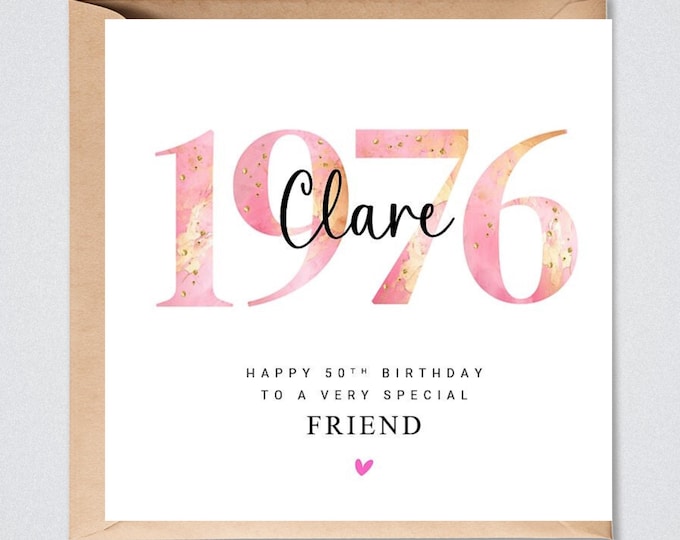 Personalised 50th Birthday Card, 1976 Friend Sister Mum