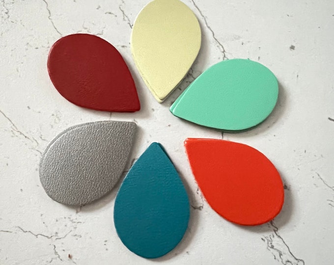 12 pcs Leather Teardrop Shapes Rainbow Die Cuts 6 pairs Earring Blanks