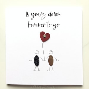 15 Years Down Forever To Go Anniversary Card 15th Wedding Anniversary Crystal Wife Husband Him Her