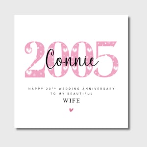 Carte personnalisée 20e anniversaire de mariage 2005 Lui, son mari, sa femme
