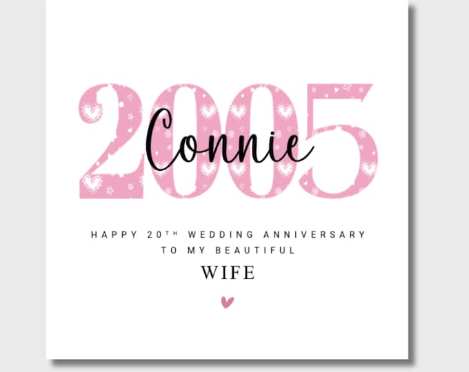 Personalised 20th Wedding Anniversary Card 2005 Him Her Husband Wife