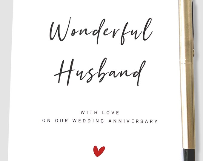 Wedding Anniversary Card Wonderful Husband Wife Him Her