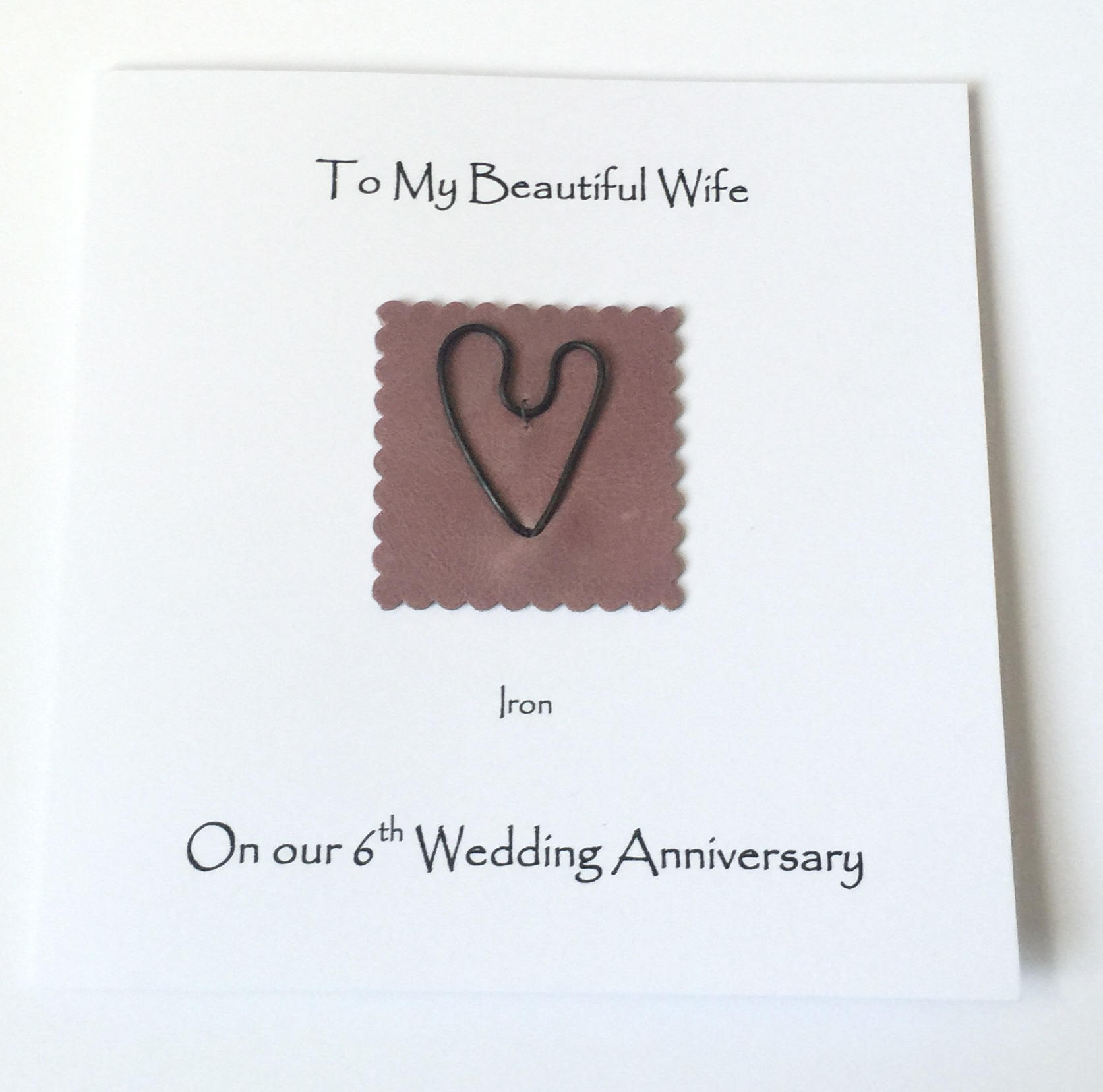 6th wedding anniversary card iron anniversary husband wife