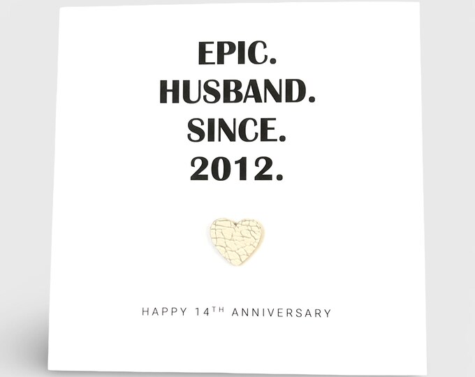 14th Wedding Anniversary Card, Ivory Anniversary Epic Wife Husband