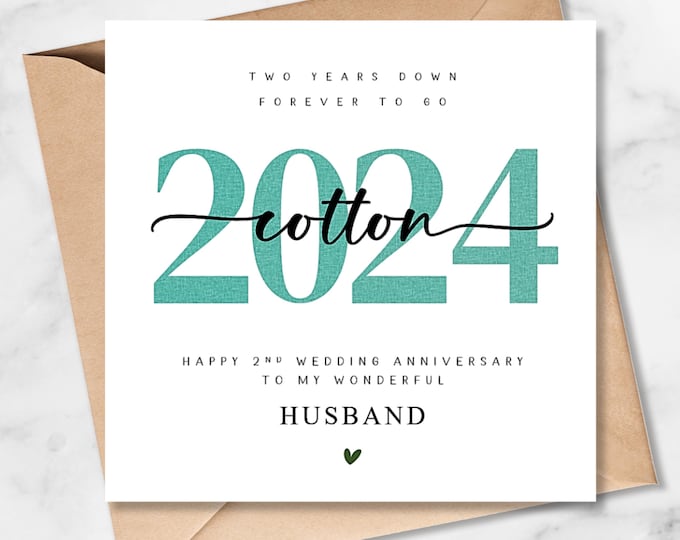 2nd Wedding Anniversary Card, Cotton Anniversary