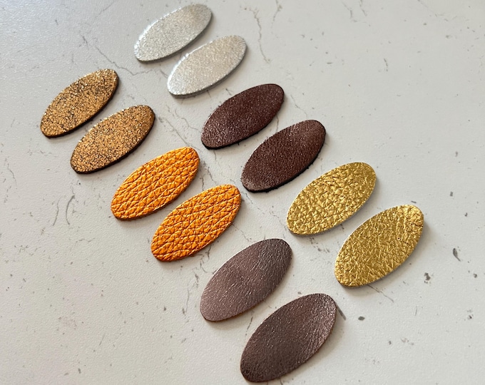 Leather Oval Connectors Shapes, Metallic Earring Blanks