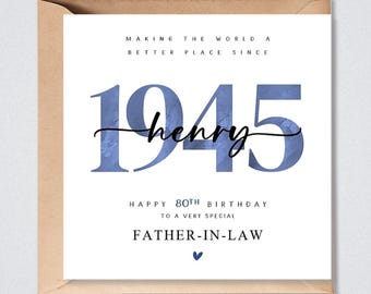 Personalised 80th Birthday Card 1945 Dad Grandad Brother Uncle Godfather