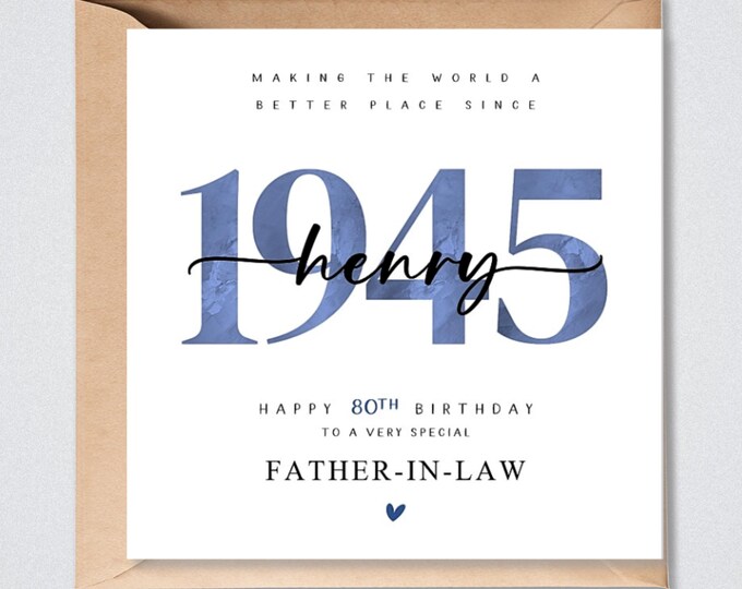 Personalised 80th Birthday Card 1945 Dad Grandad Brother Uncle Godfather
