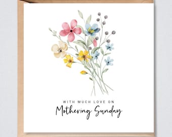 Mothering Sunday Card, Meadow Flowers Bouquet