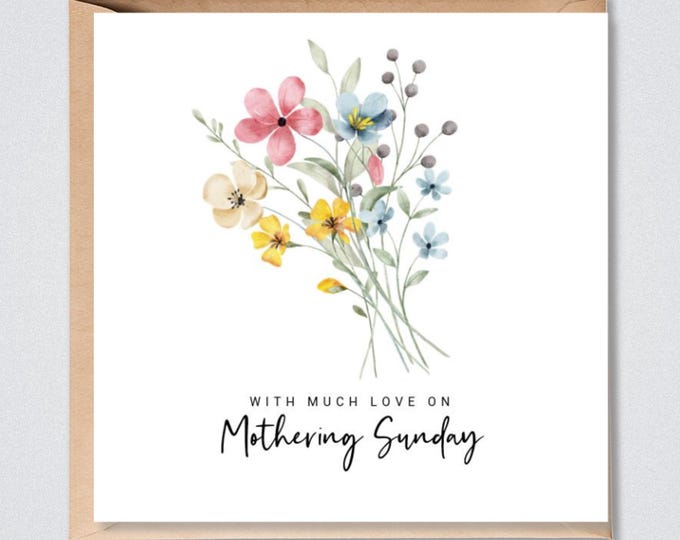 Mothering Sunday Card, Meadow Flowers Bouquet