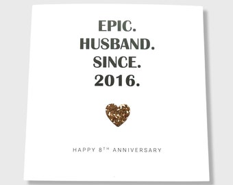 8th Wedding Anniversary Card Bronze Anniversary Epic Wife Husband Him Her Couple
