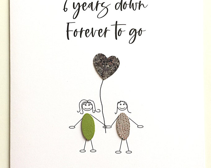 6th Anniversary Card Lesbian Iron Wedding Anniversary 6 Years Down LGBT