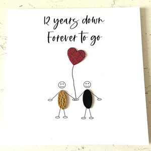 Carte 12e anniversaire de mariage Soie Anniversaire 12 ans plus tard Little People