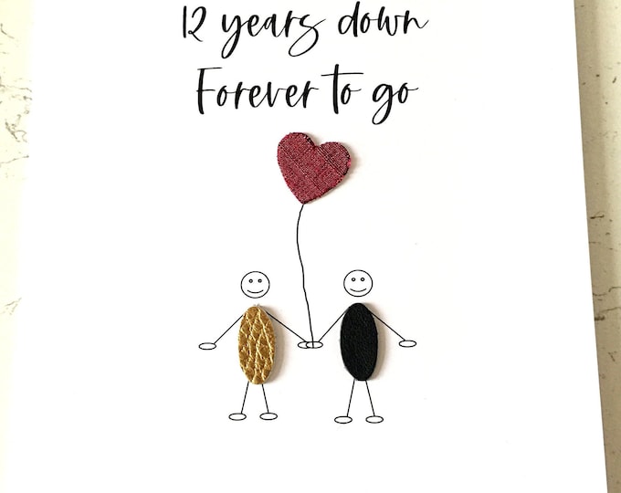 12th Wedding Anniversary Card Silk Anniversary 12 Years Down Little People
