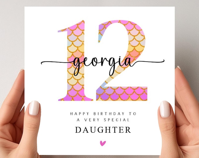 12th Birthday Card Personalised Daughter Granddaughter Sister Niece Goddaughter