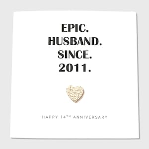 Carte 14e anniversaire de mariage Ivoire anniversaire épique femme mari lui son couple