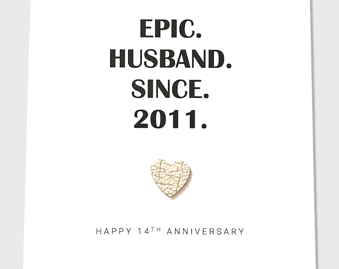 14th Wedding Anniversary Card Ivory Anniversary Epic Wife Husband Him Her Couple