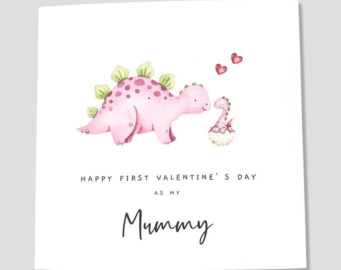 1st Valentine's Day Card as Mummy Dinosaur