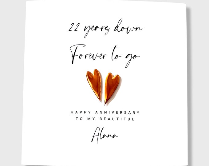 22nd Anniversary Card Personalised Copper Wedding Anniversary Him Her