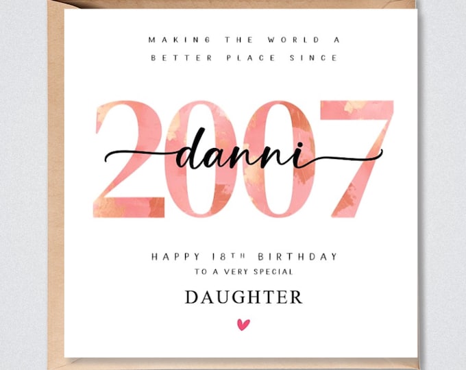 Personalised 18th Birthday Card 2007 Daughter Granddaughter Niece Better Place