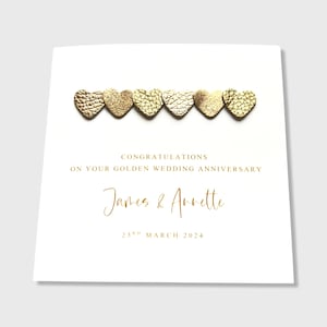 Carte d'anniversaire de mariage dorée personnalisée pour 50e