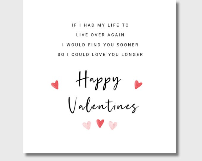 Valentine's Day Card, Love You Longer, Husband Wife Him Her