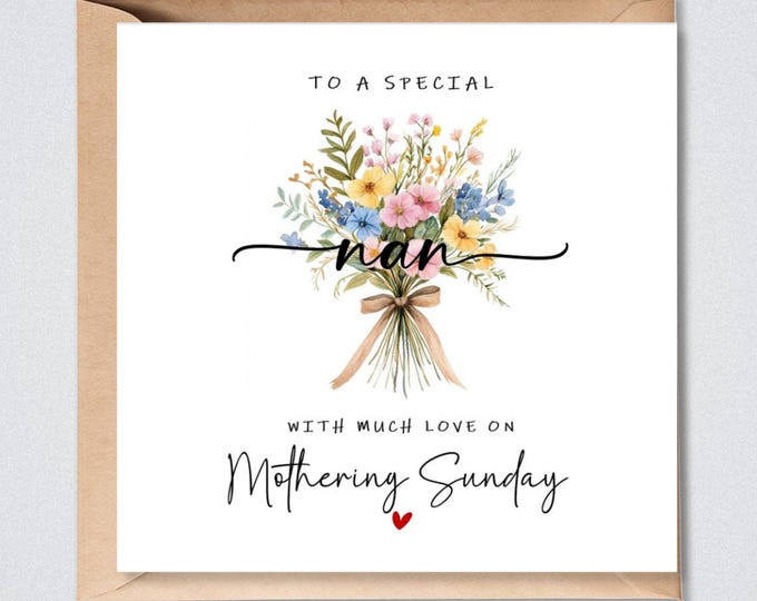 Mothering Sunday Card Nanny, Nan, Grandma, Spring Flowers