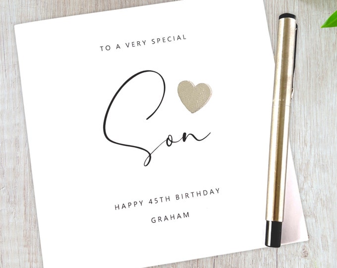 Personalised Son Birthday Card Any Age Birthday Card Leather Heart