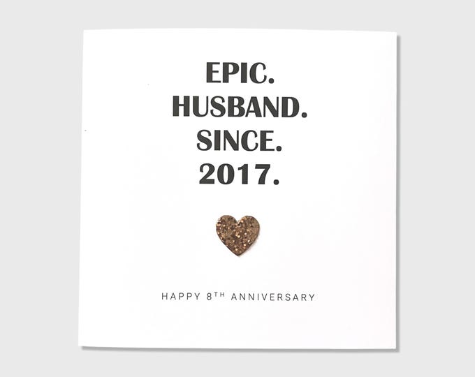 8th Wedding Anniversary Card Bronze Anniversary Epic Wife Husband Him Her Couple