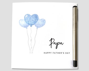 Father's Day Card Dad Papa Daddy Blue Balloons