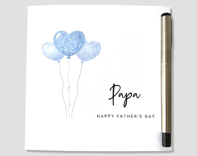 Father's Day Card Dad Papa Daddy Blue Balloons