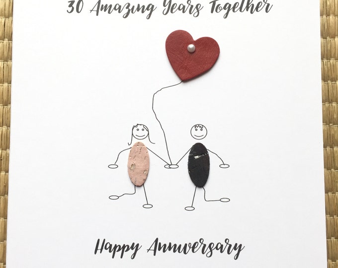 30th Wedding Anniversary Card Pearl Anniversary Card Him Her Husband Wife Little People
