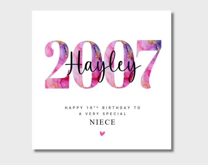 18th Birthday Card Personalised Daughter Granddaughter Friend Sister Niece 2007