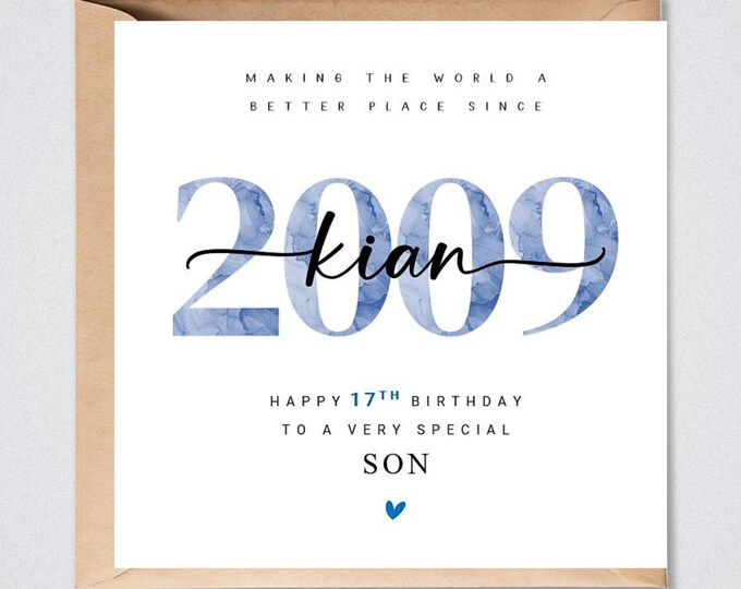 Personalised 17th Birthday Card, 2009, Son Grandson, Nephew Godson
